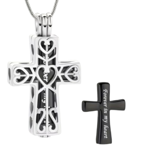 double cross urn pendant black